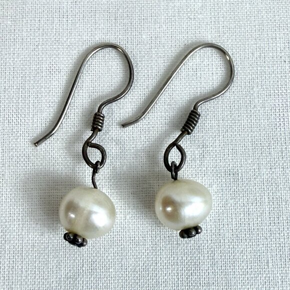 Pearl Dangle Earrings Lot of 3 Vintage Costume Jewelry - Picture 3 of 5